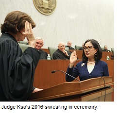 Judge Kuo at her swearing in ceremony in 2016.